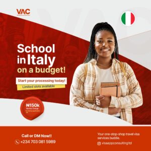 Italy student visa application from the best travel agent in nigeria