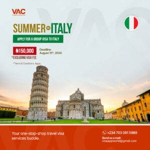 Summer in Italy visa application from the best travel agent in nigeria